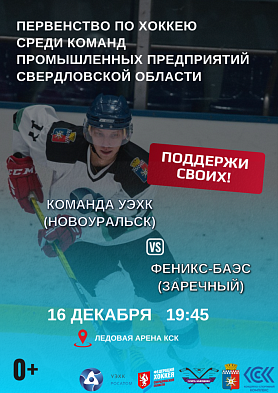 Первенство по хоккею среди команд промышленных предприятий Свердловской области пройдет в городе Новоуральск 