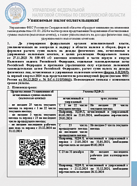 УФНС по Свердловской области об изменения законодательства с 01.01.2024